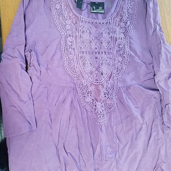 NWT Noelle S/M lavender blouse. Lace embellishments on the front - Picture 1 of 4